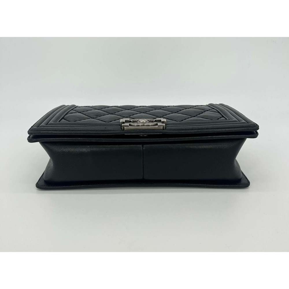 CHANEL Black Lambskin Quilted Medium Boy Bag - Picture 7 of 9